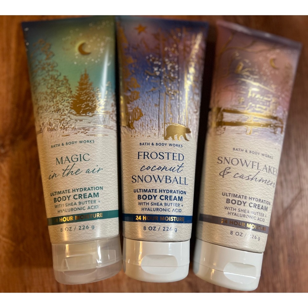 Bath & Body Works Body Cream Women 8oz Set of‎ 3 Winter Scents NEW